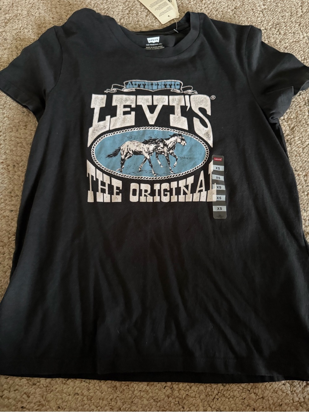 Levi's Black Short-Sleeve Graphic Tee with Blue Logo